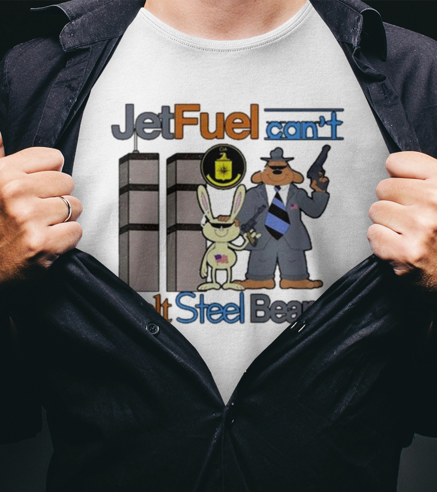 Barely Legal Clothing Jet Fuel Can’t Melt Steel Beams Sam And Max CIA Twin Towers T-Shirt