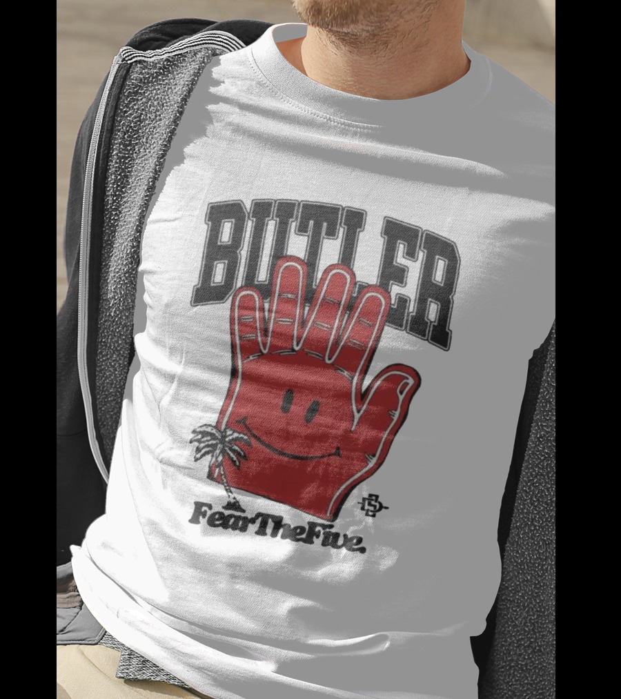Butler Fear The Five SDSU Smiley Hand Palm Tree T-Shirt