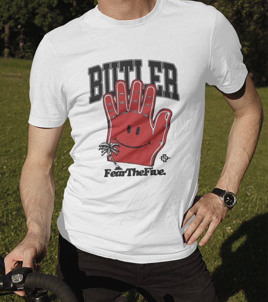 Butler Fear The Five SDSU Smiley Hand Palm Tree T-Shirt