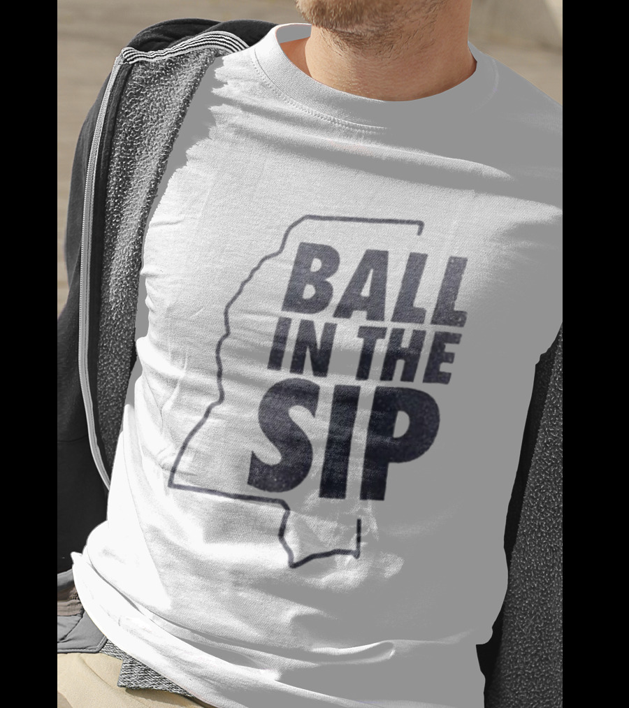 Ball In The Sip Mississippi Outline Lane Kiffin T-Shirt