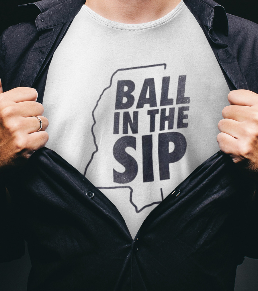 Ball In The Sip Mississippi Outline Lane Kiffin T-Shirt