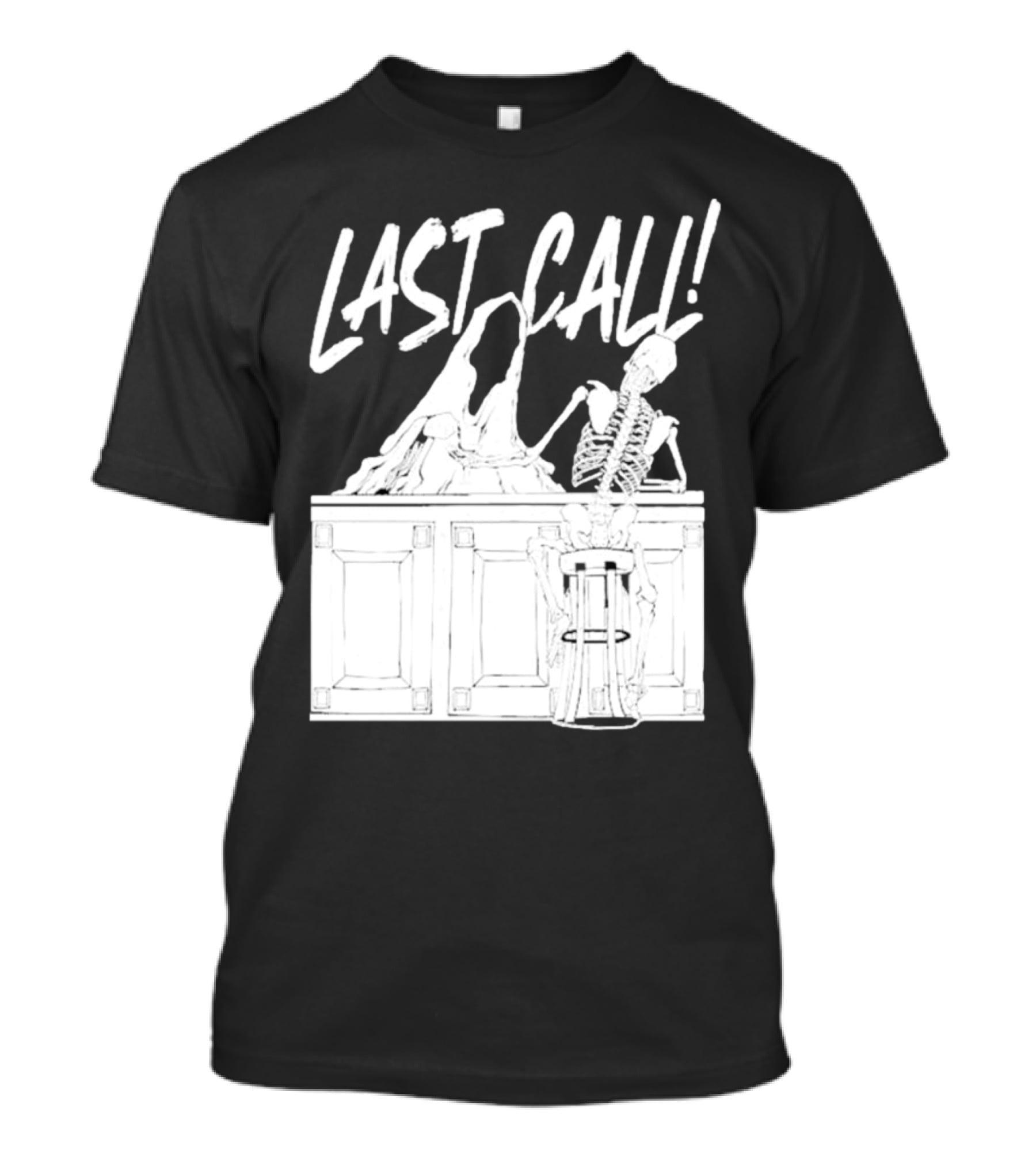 Last Call Skeleton Sitting At Bar T-Shirt