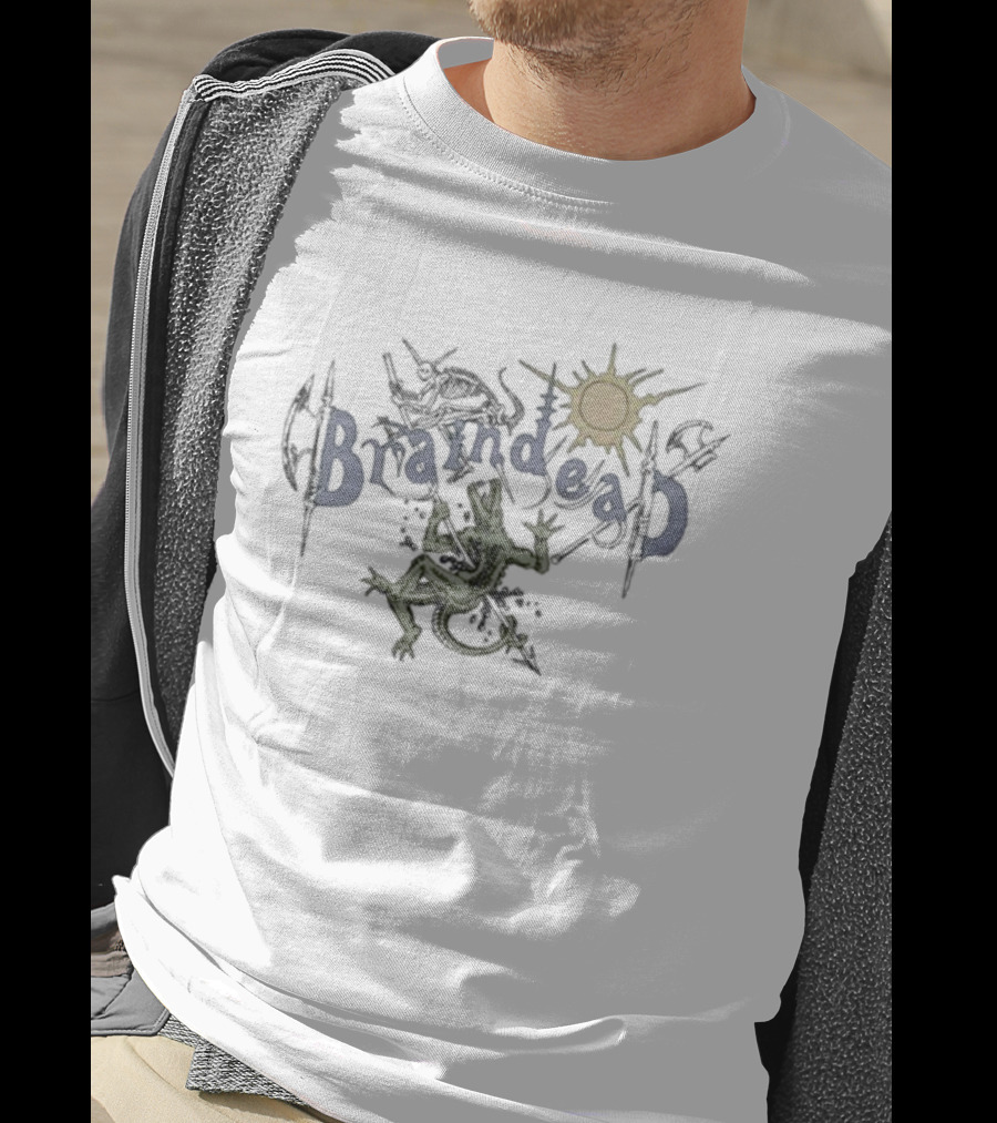 Braindead Lizard Man With Axes And Sun T-Shirt