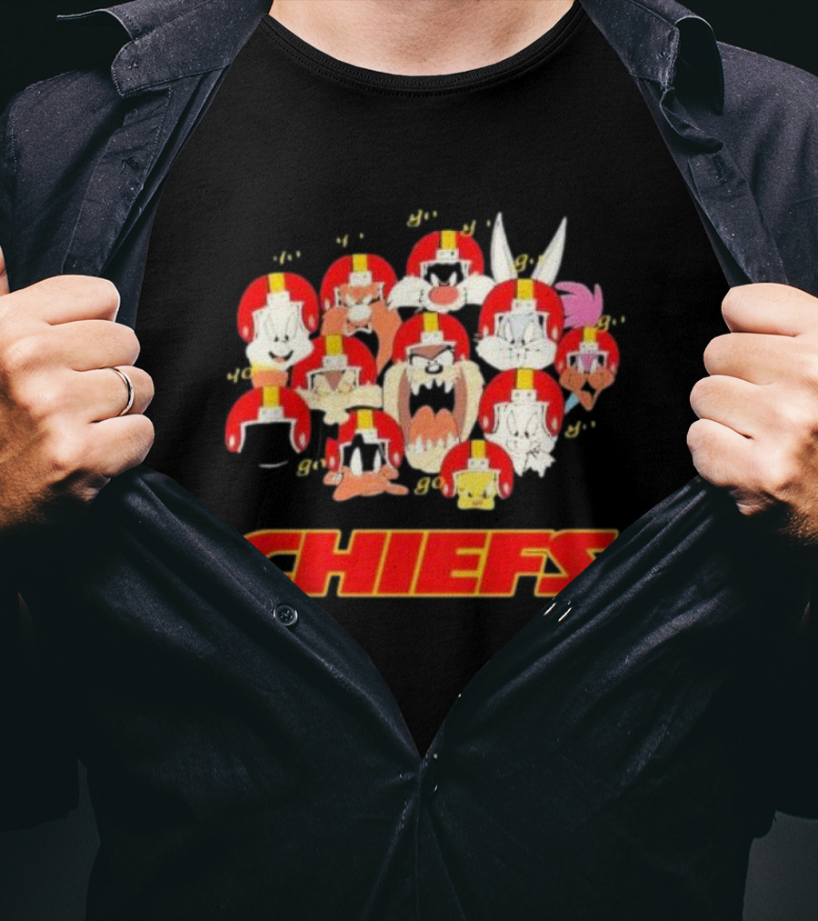 Looney Tunes Characters Chiefs Helmets Kansas City Chiefs T-Shirt
