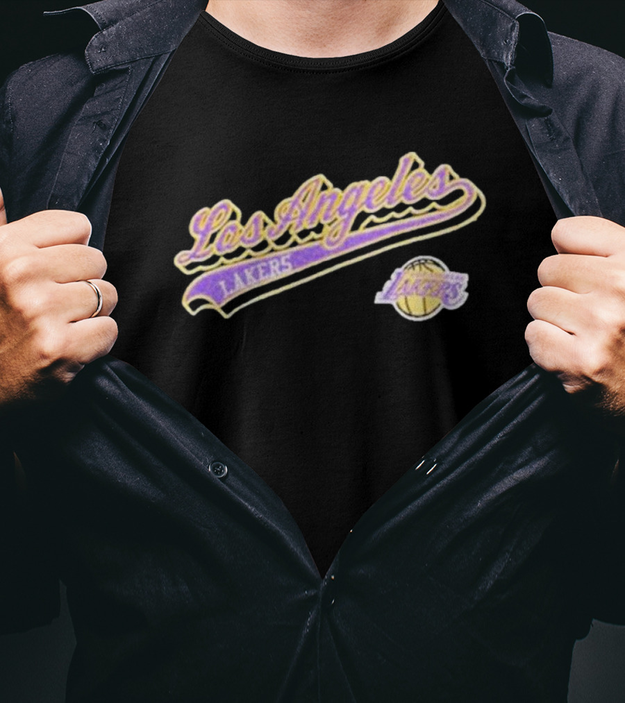 Los Angeles Lakers Script Logo Basketball T-Shirt