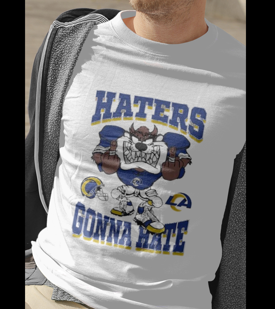 Haters Gonna Hate Los Angeles Rams Mascot Blue And Yellow Football Fan Attitude T-Shirt