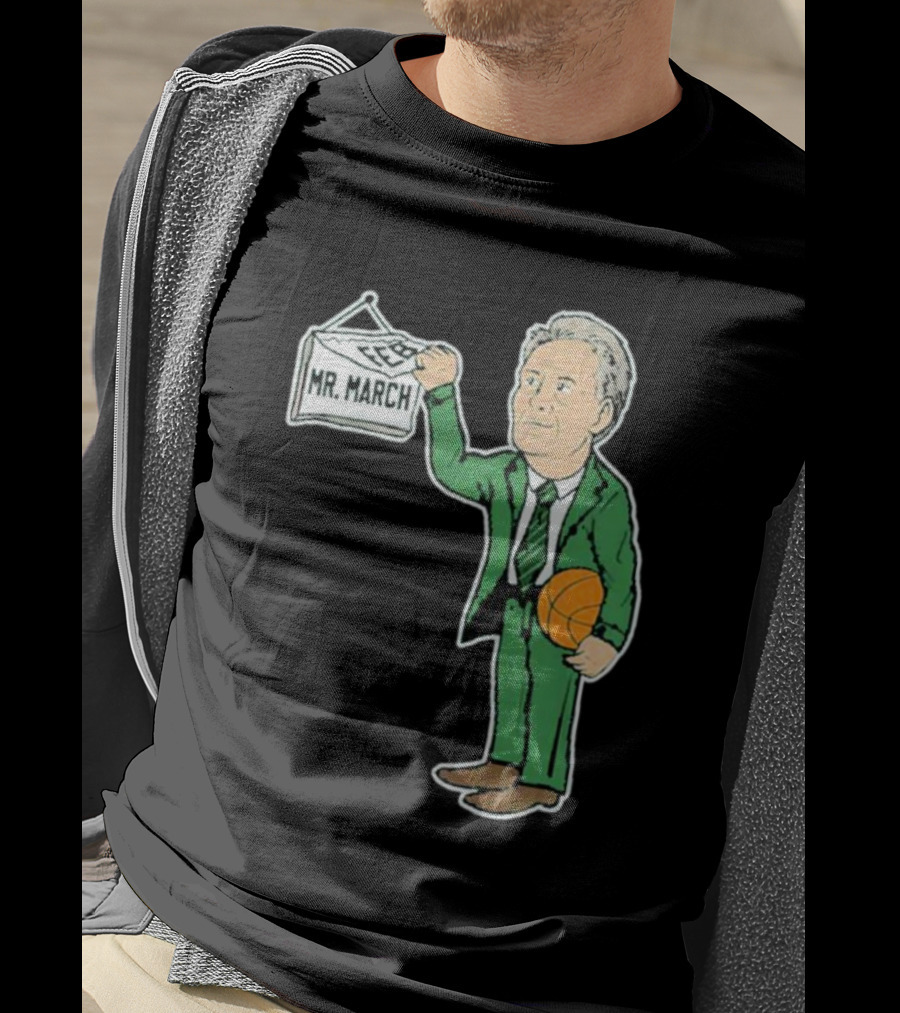 Mr. March Basketball Coach With Calendar In Green Suit Holding Basketball T-Shirt
