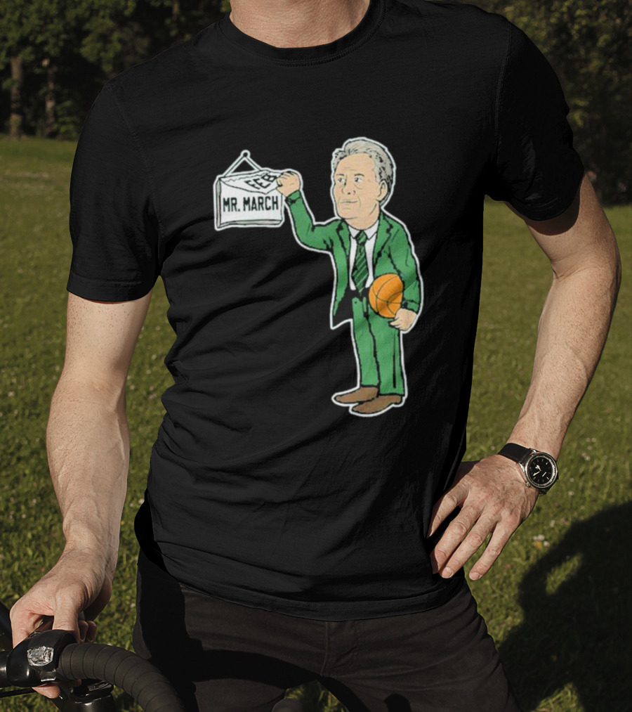 Mr. March Basketball Coach With Calendar In Green Suit Holding Basketball T-Shirt
