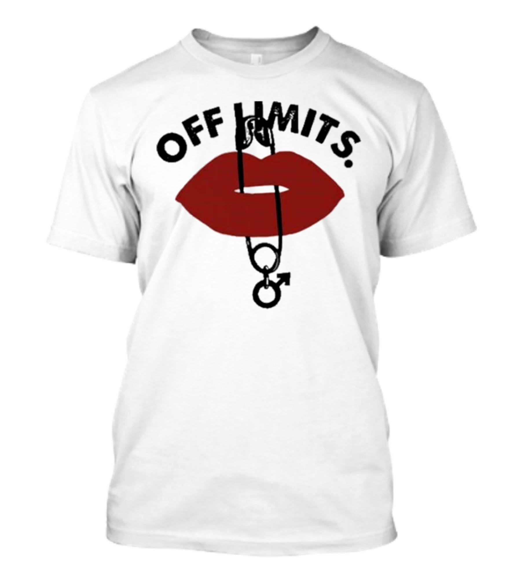Munawar Faruqui Off Limits Red Lips Safety Pin T-Shirt