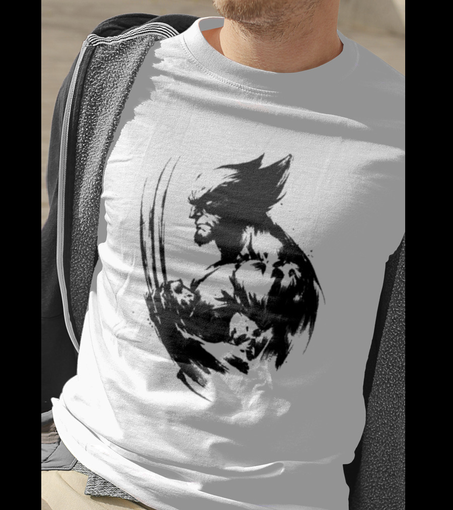 Mutant Inked Wolverine Claw Shadows Sketch T-Shirt