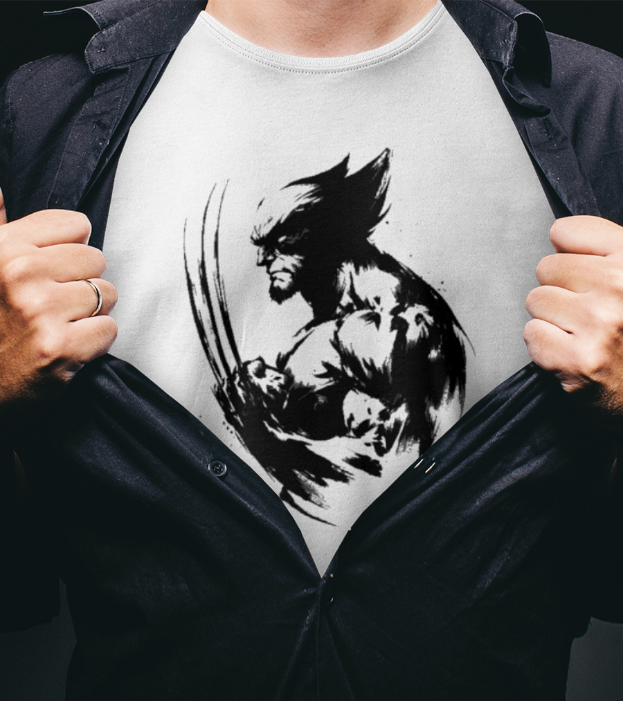Mutant Inked Wolverine Claw Shadows Sketch T-Shirt