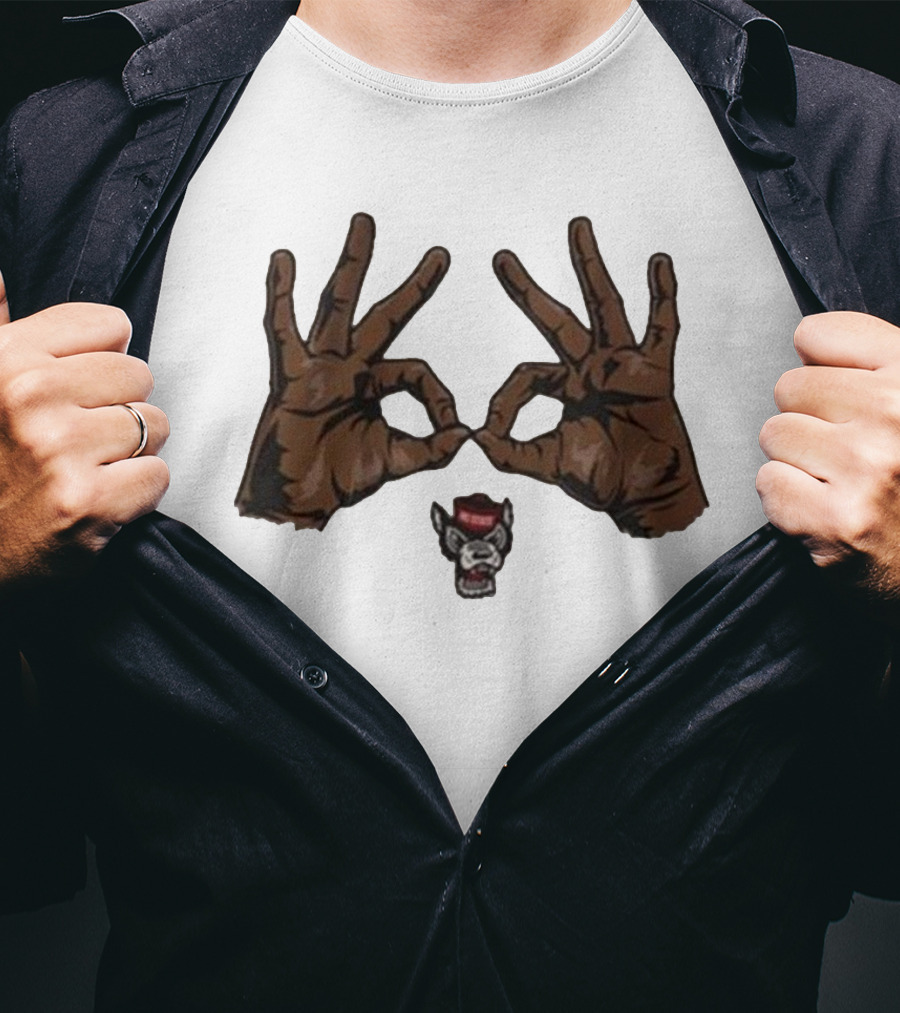 Nc State Basketball Three Goggles Hand Sign Wolfpack T-Shirt