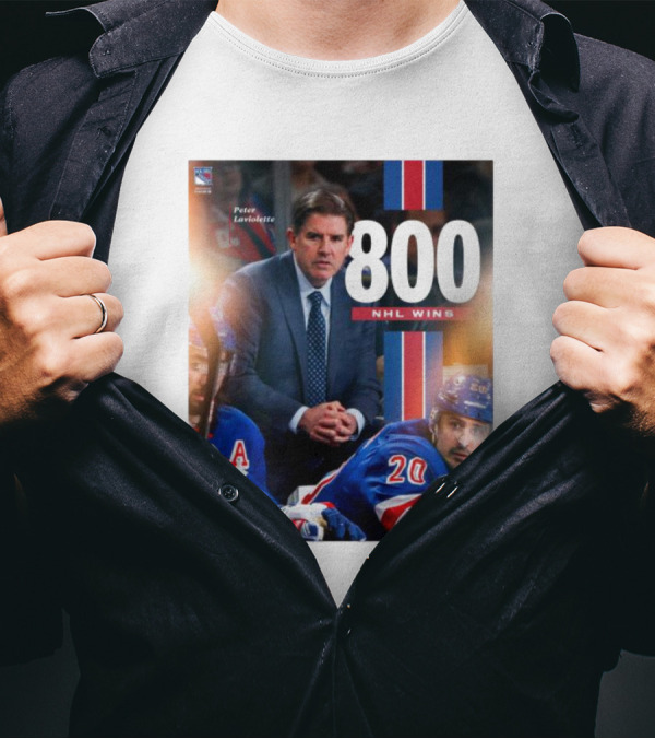 Peter Laviolette 800 NHL Wins New York Rangers Coach T-Shirt
