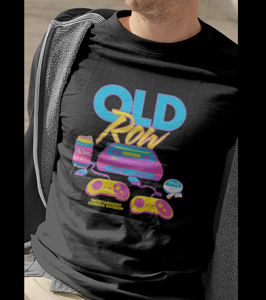 Old Row 90s Gaming Entertainment Gaming Division Mineral Wash Retro Console Controllers T-Shirt
