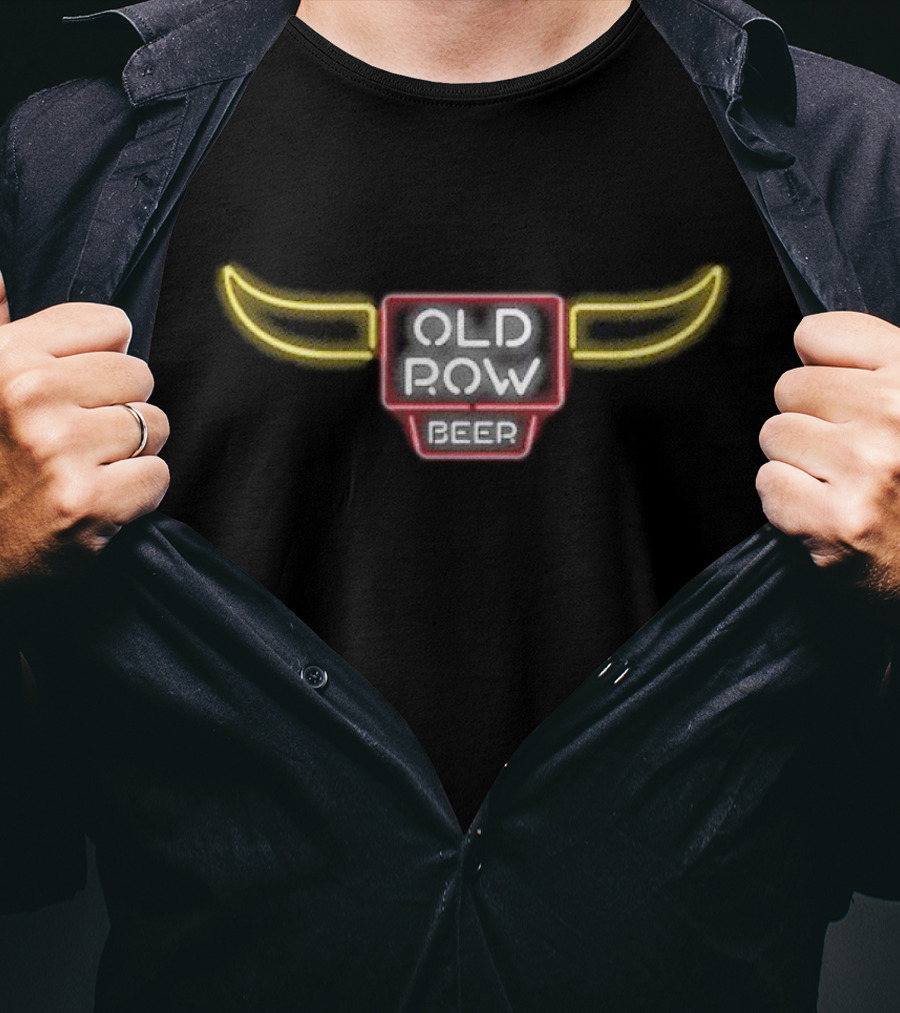 Old Row Beer Neon Light Bull Horns T-Shirt