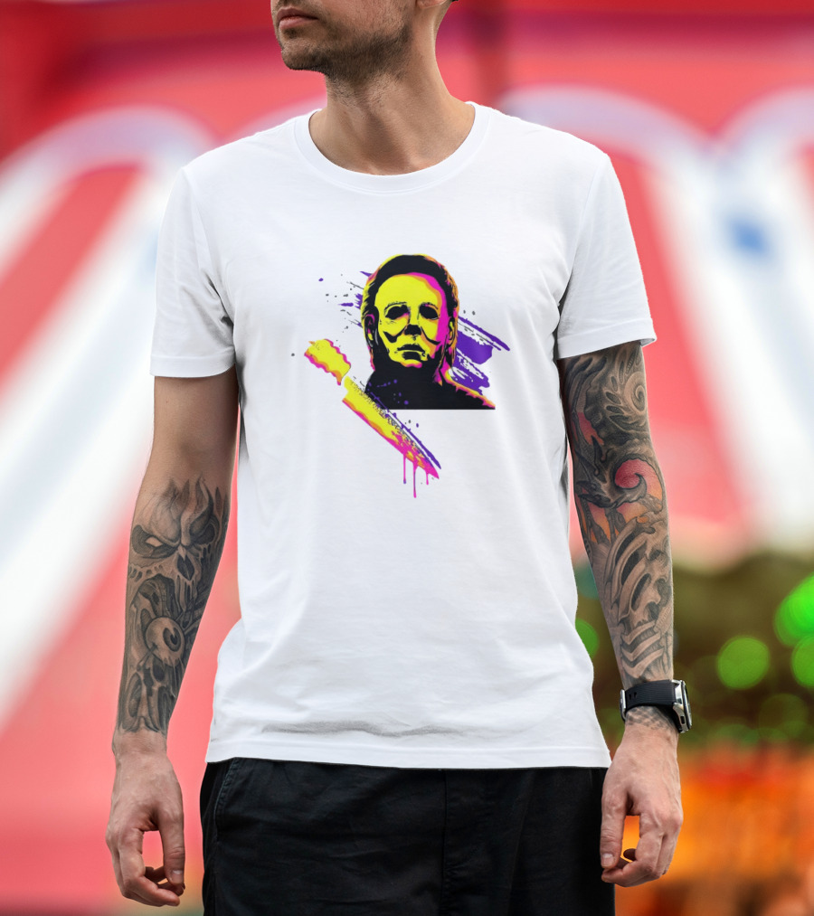 Neon Michael Myers Halloween Kills 2024 Mask Knife T-Shirt