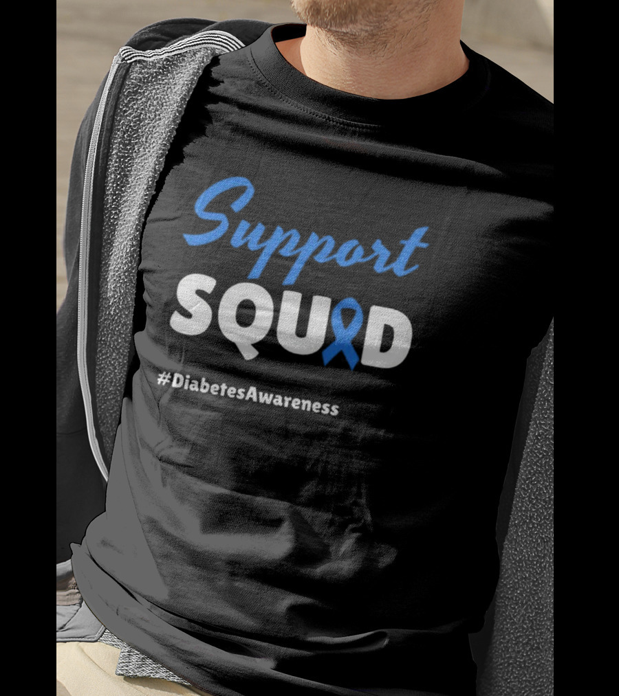 Support Squad Blue Ribbon #DiabetesAwareness T-Shirt