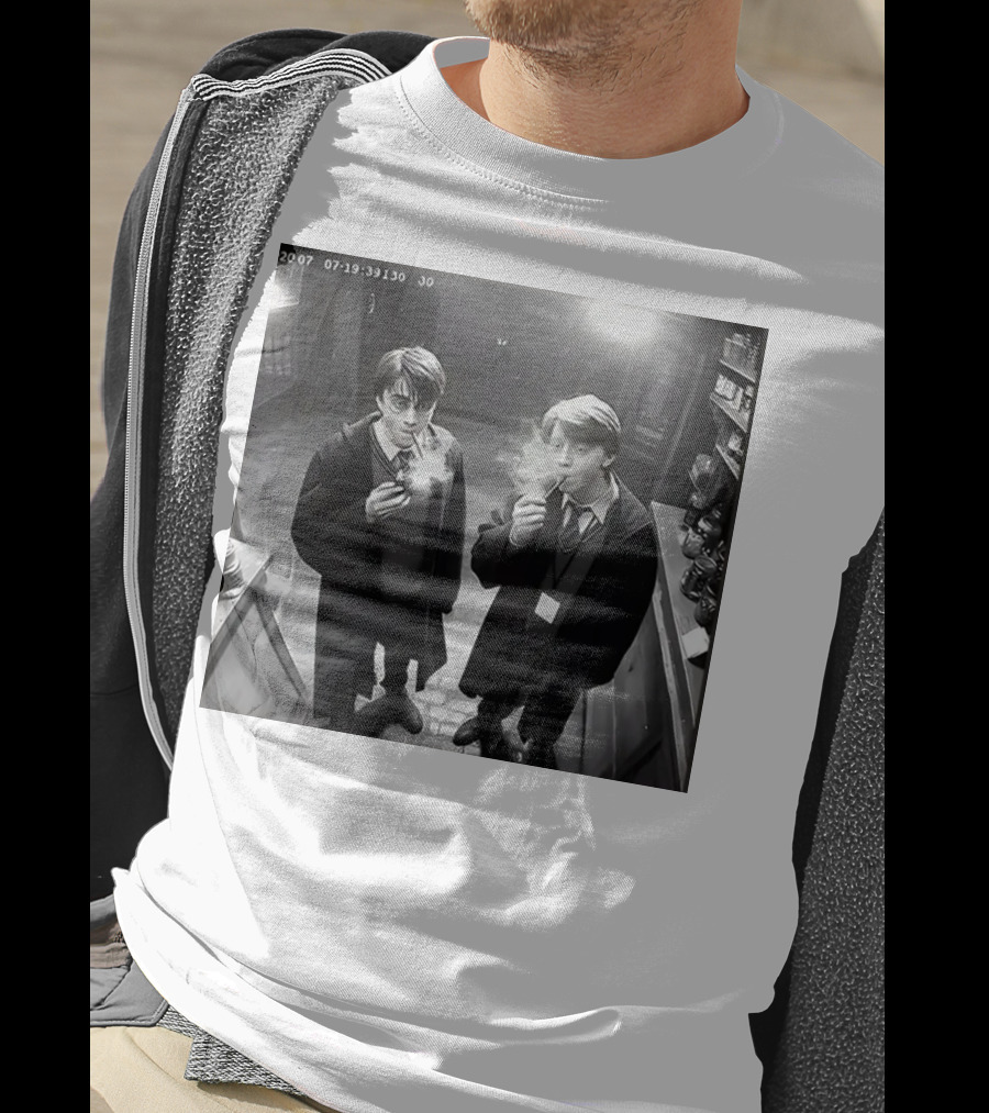Harry And Ron Smoking Hogwarts CCTV Aesthetic T-Shirt