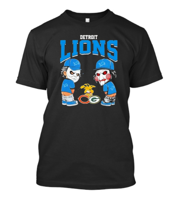 Detroit Lions Halloween 2024 Michael Myers Billy The Puppet NFL Teams Rivalry T-Shirt