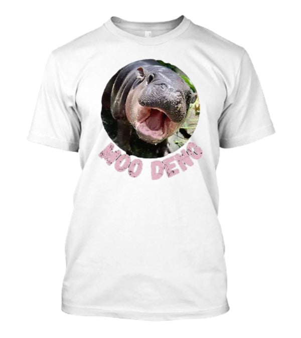 Moo Deng Cute Baby Hippo Picture Thai Bouncy Pig T-Shirt