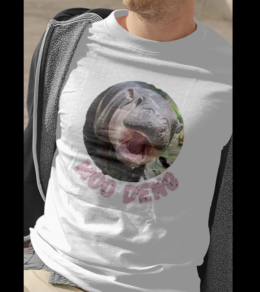 Moo Deng Cute Baby Hippo Picture Thai Bouncy Pig T-Shirt