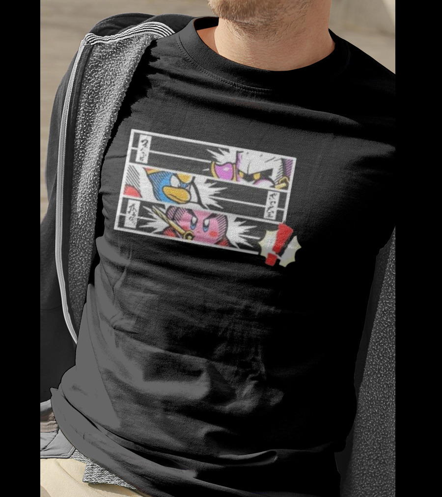 Kirby Manga Style Showdown With Meta Knight And King Dedede Exclamation Mark T-Shirt