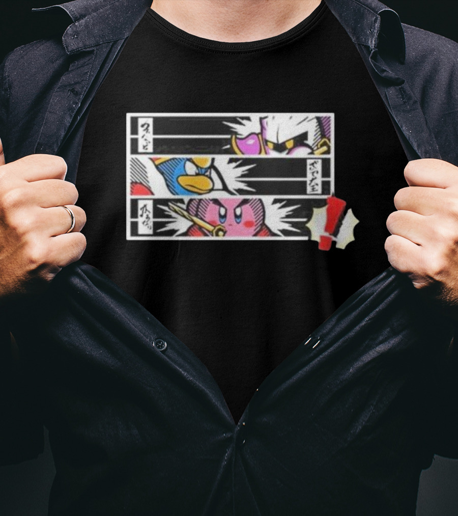 Kirby Manga Style Showdown With Meta Knight And King Dedede Exclamation Mark T-Shirt