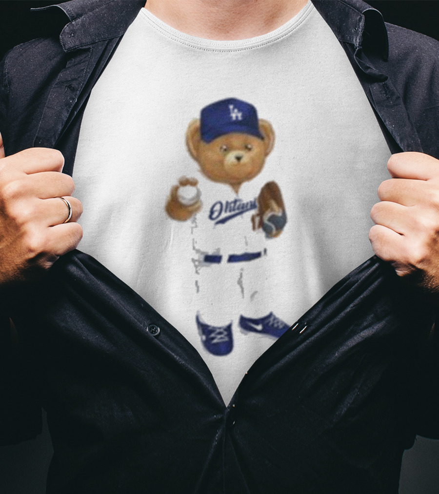 LA Angels Shohei Ohtani Showtime Bear Dodgers Hat Baseball Glove T-Shirt