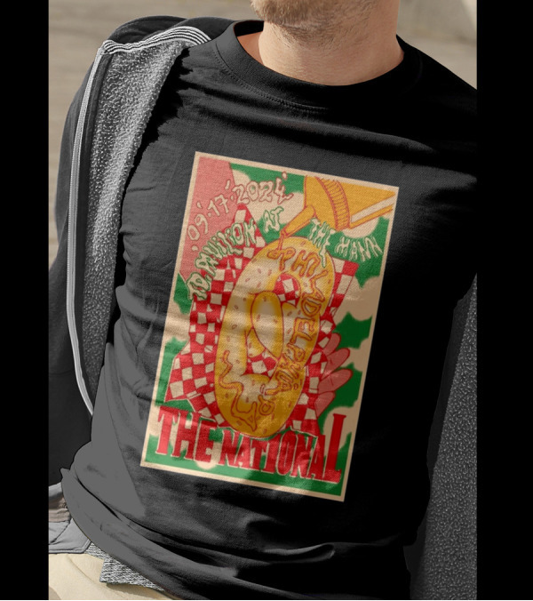 The National Philadelphia Pa September 17 2024 TD Pavilion At The Mann Concert Poster With Bagel And Mustard T-Shirt