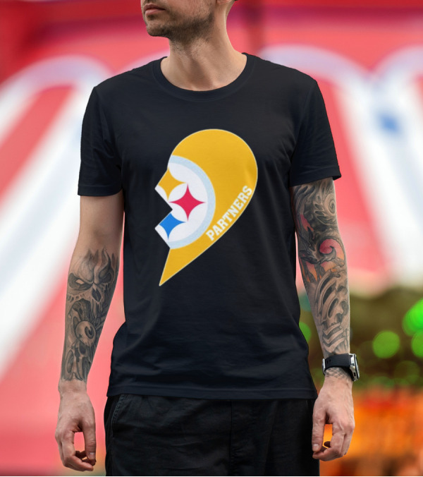 Premium T-Shirt: Steelers Partners Half Heart Logo Emblem T-Shirt Steelers Partners Half Heart Logo Emblem T-Shirt