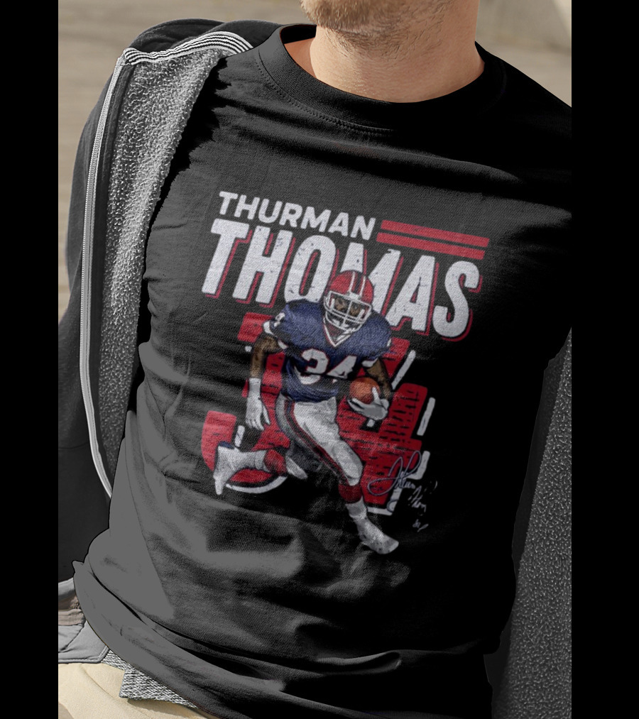 Thurman Thomas Buffalo Bills NFL 34 Signature Run T-Shirt