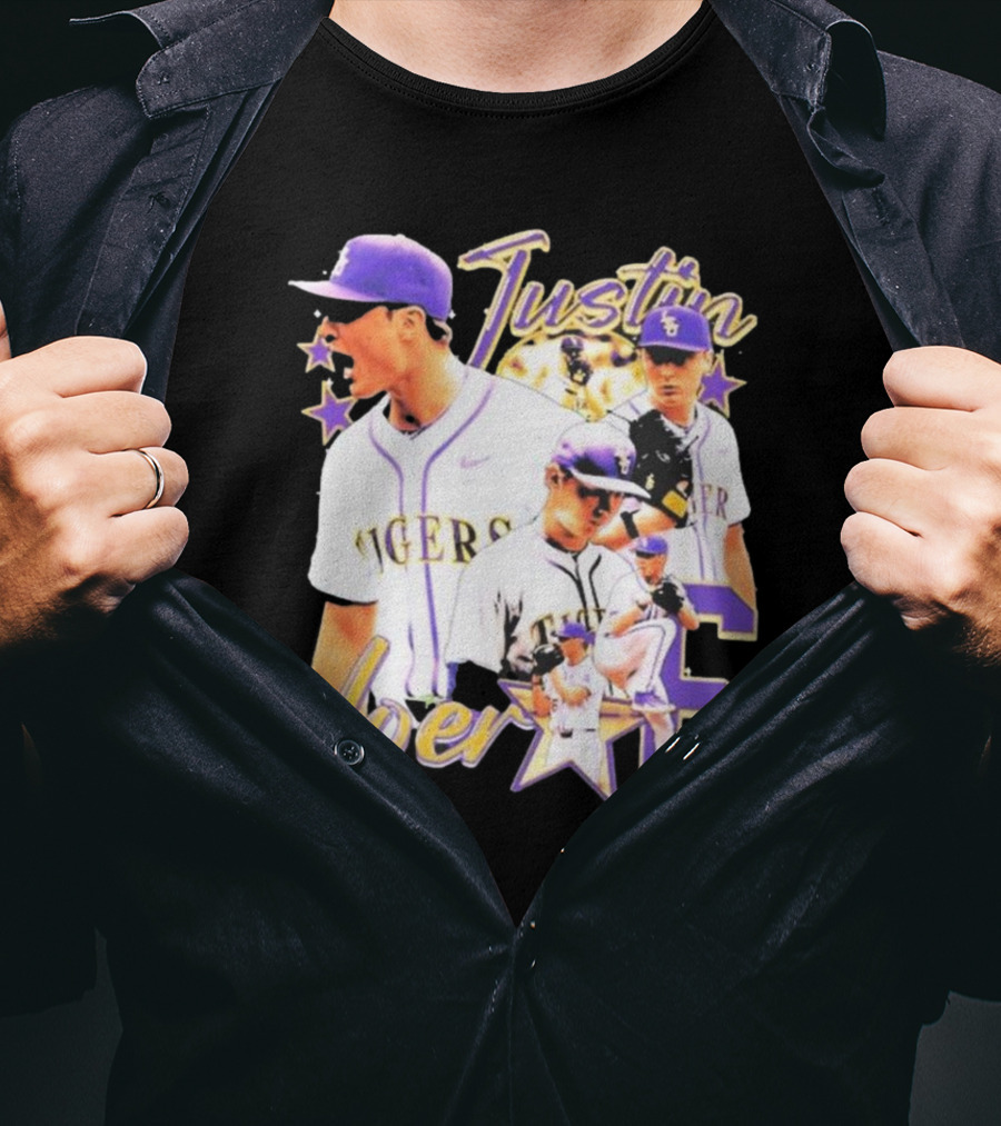 Justin Loer 6 LSU Tigers Baseball Pitcher Collage T-Shirt