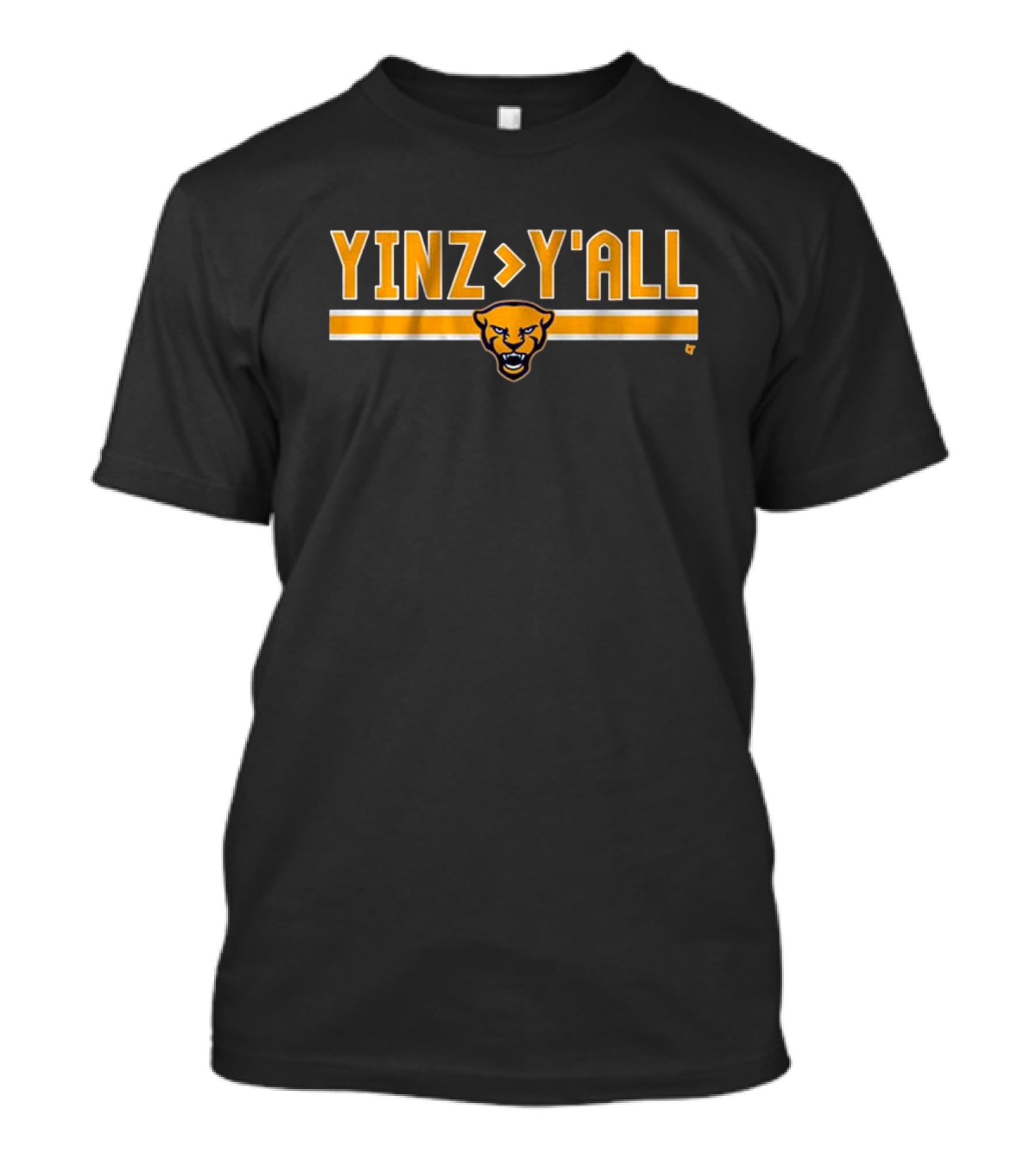 Pitt Football Yinz Greater Than Y’All Panther Face Emblem T-Shirt
