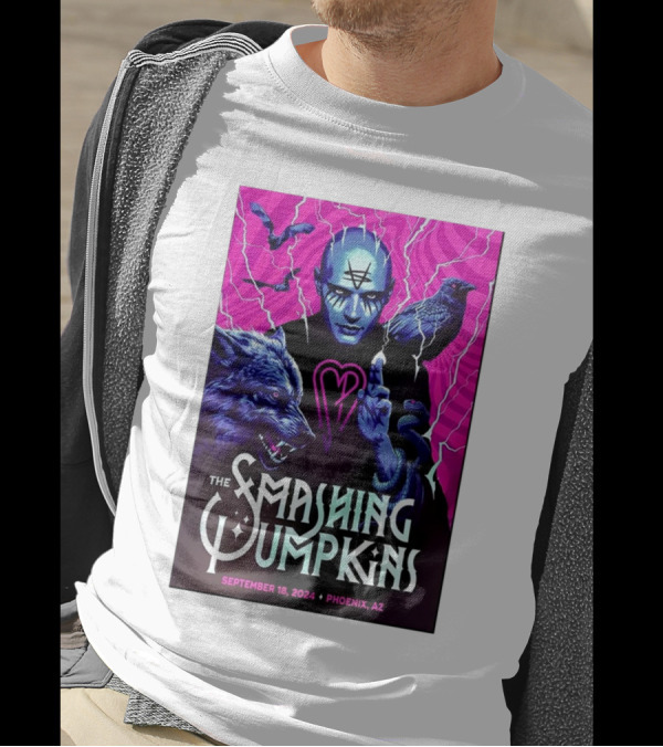The Smashing Pumpkins September 18 2024 Phoenix AZ Event Poster With Mystical Figure And Animals T-Shirt