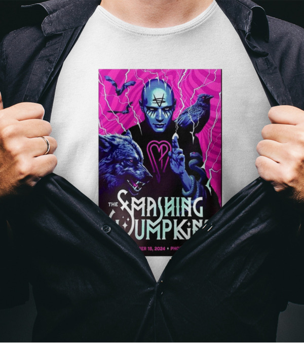 The Smashing Pumpkins September 18 2024 Phoenix AZ Event Poster With Mystical Figure And Animals T-Shirt