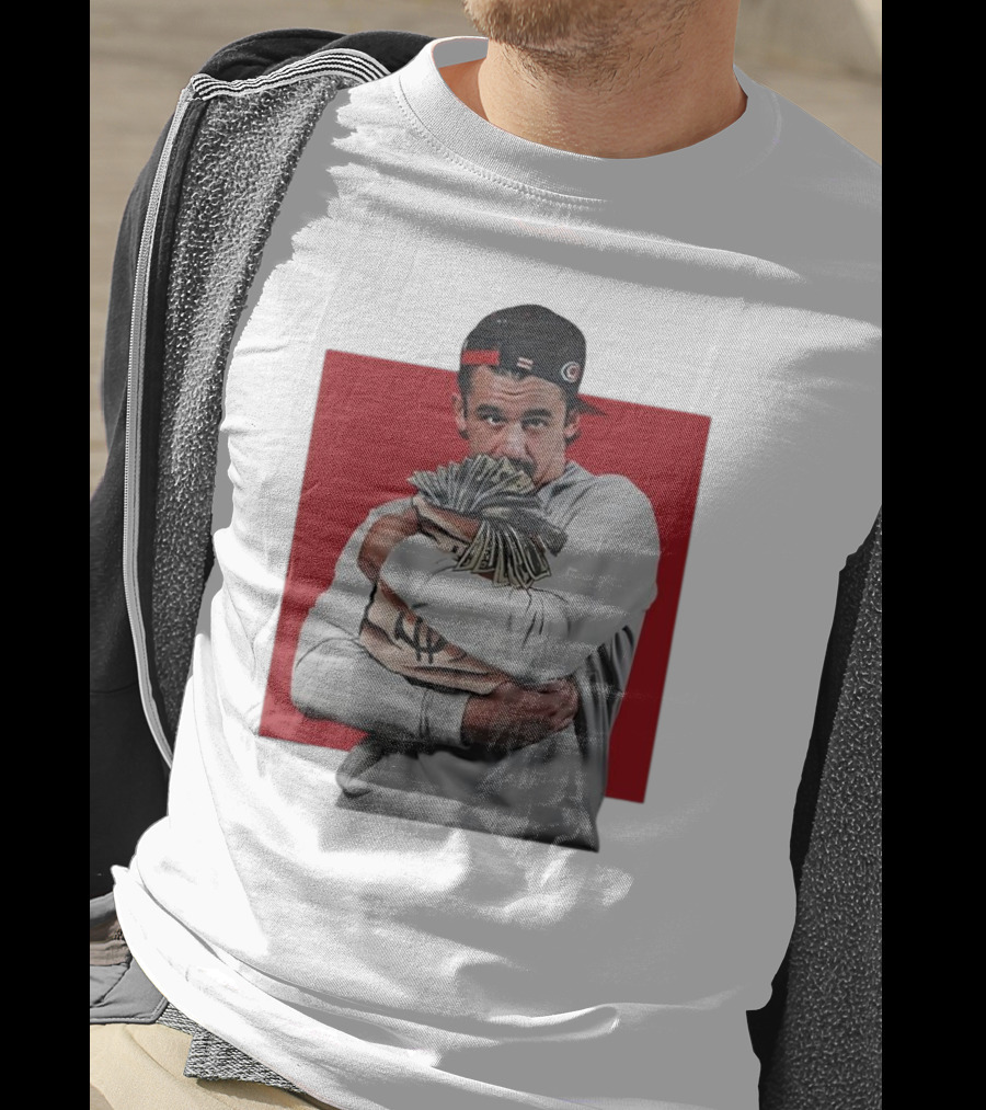 Seth Jarvis Holding Money Bag In Hockey Cap T-Shirt