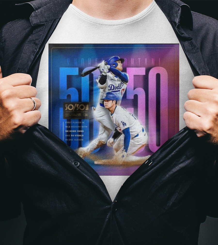 Shohei Ohtani 50/50 First Player MLB History 50 Home Runs And Steals Dodgers T-Shirt