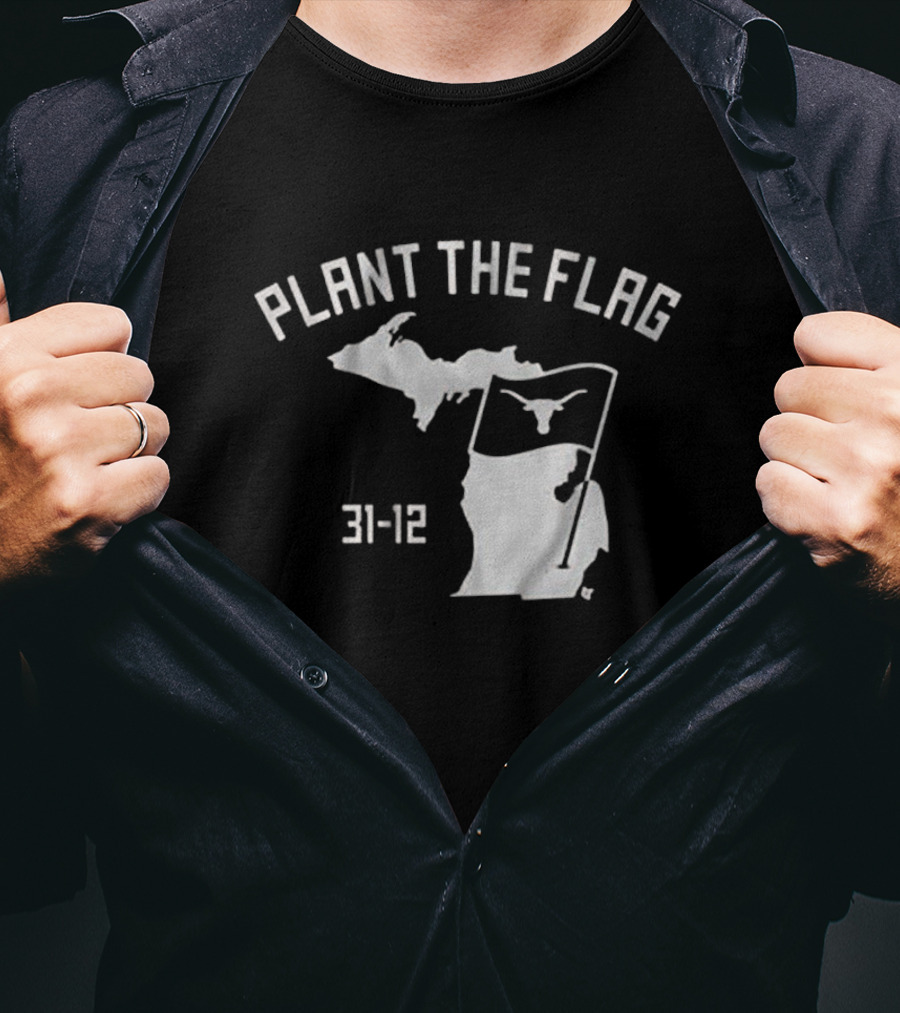 Plant The Flag 31-12 Texas Longhorns Outline T-Shirt