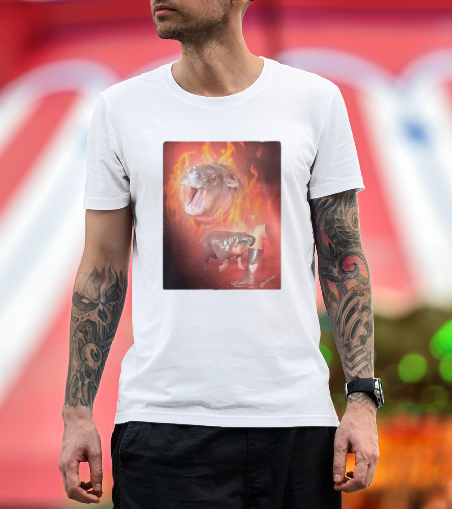 Twaniimals Moo Deng Mood Hippos on Fire T-Shirt