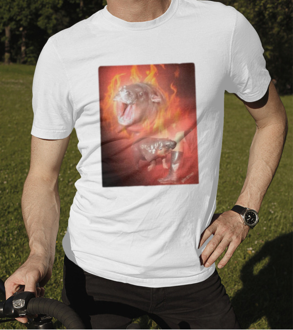 Twaniimals Moo Deng Mood Hippos On Fire T-Shirt
