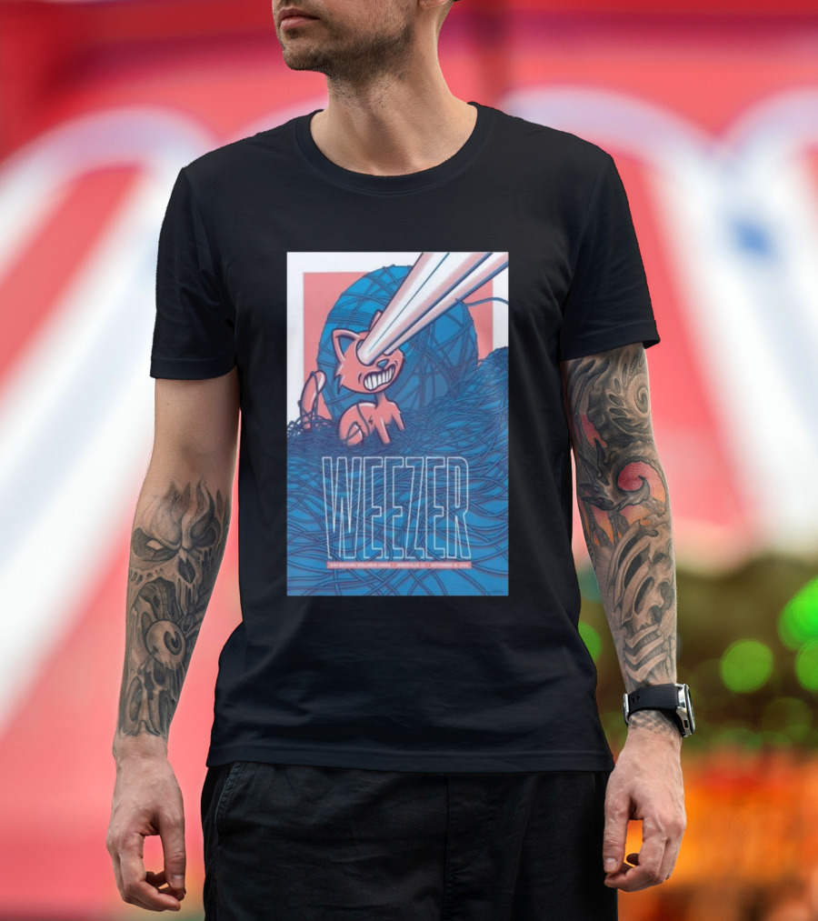 Weezer with Fox Character and Laser Eyes at Bon Secours Wellness Arena September 18, T-Shirt