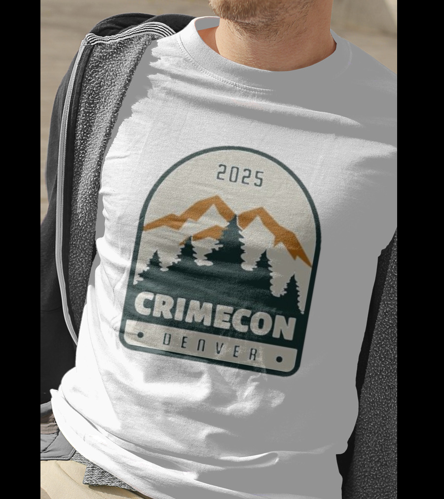 2025 Crimecon Denver Colorado Mountain Forest Badge T-Shirt