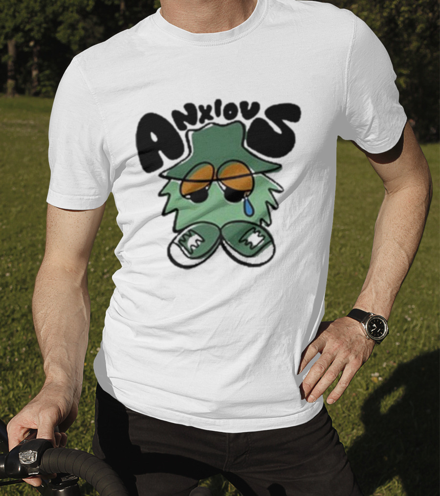 Anxious Fuzzball Green Teardrop Sneaker Character T-Shirt