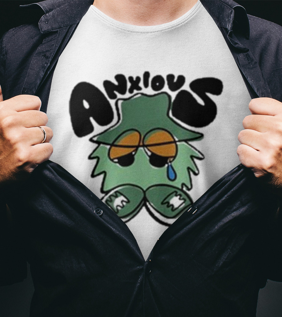 Anxious Fuzzball Green Teardrop Sneaker Character T-Shirt