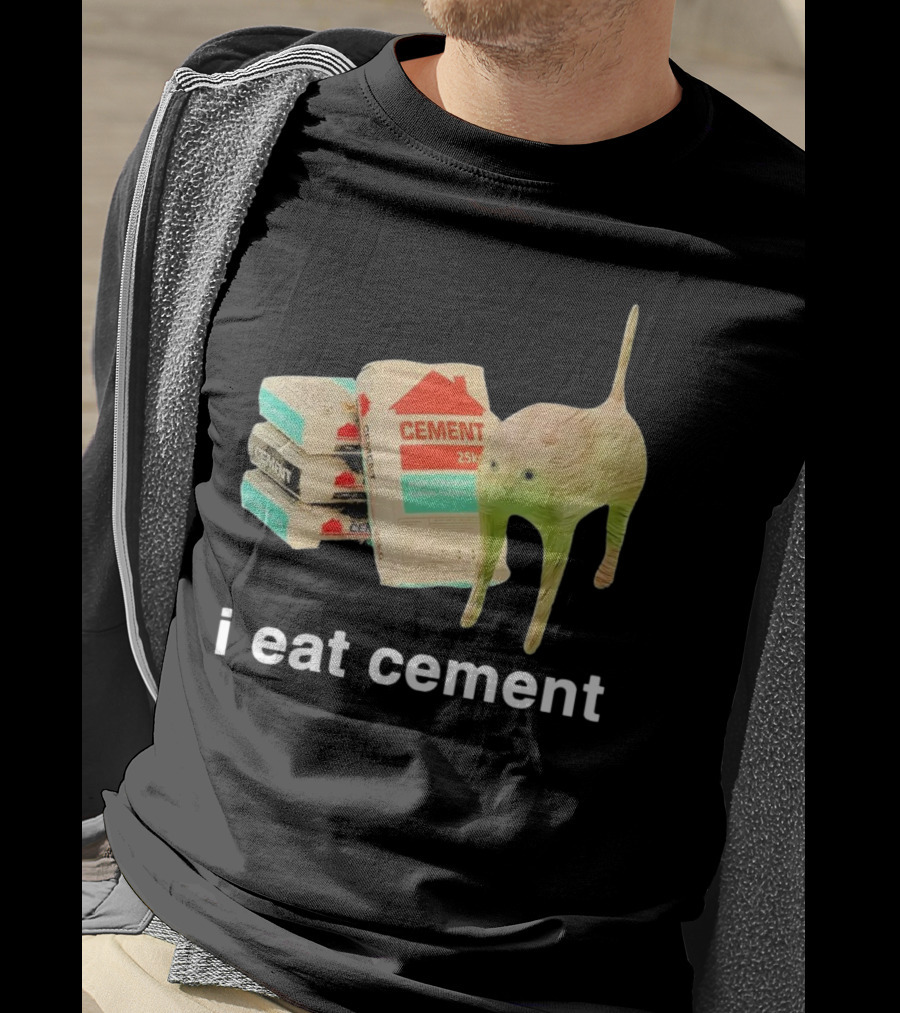 I Eat Cement Cursed Cat With Cement Bags T-Shirt
