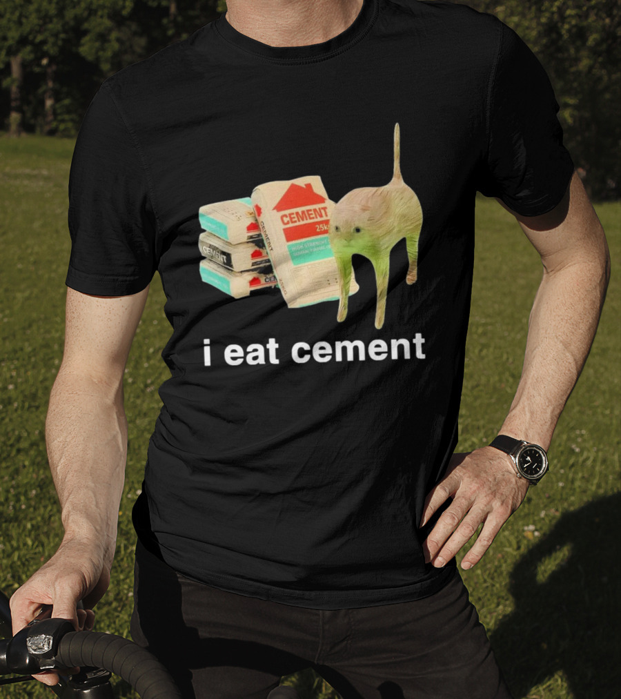 I Eat Cement Cursed Cat With Cement Bags T-Shirt