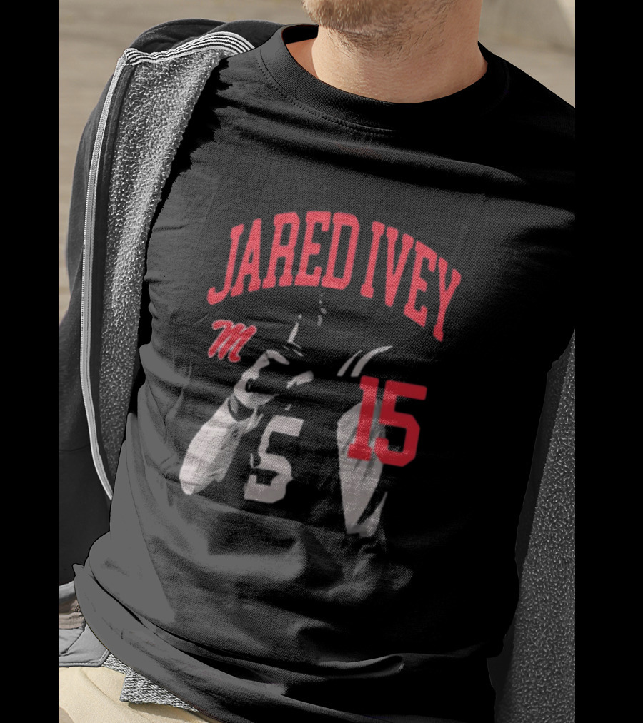 Jared Ivey M 15 Ole Miss Rebels Football T-Shirt
