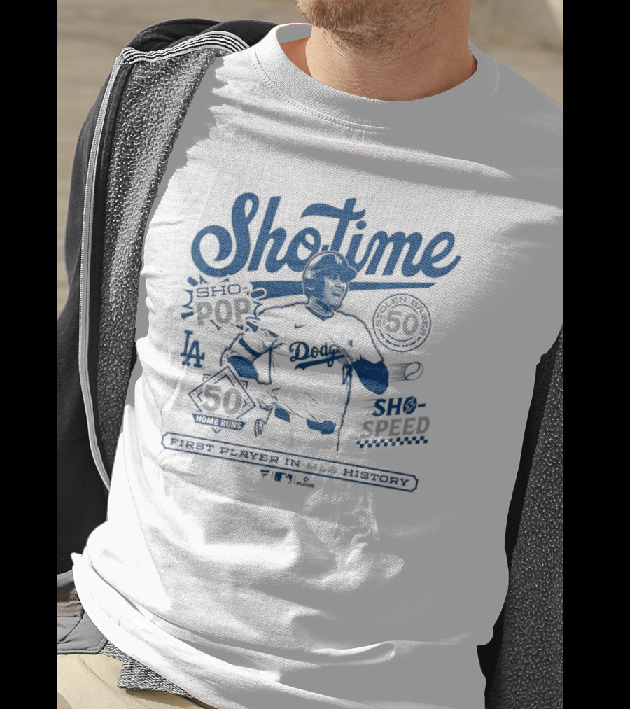 LA Dodgers Shohei Ohtani Showtime First Player In MLB History 50-50 Club T-Shirt