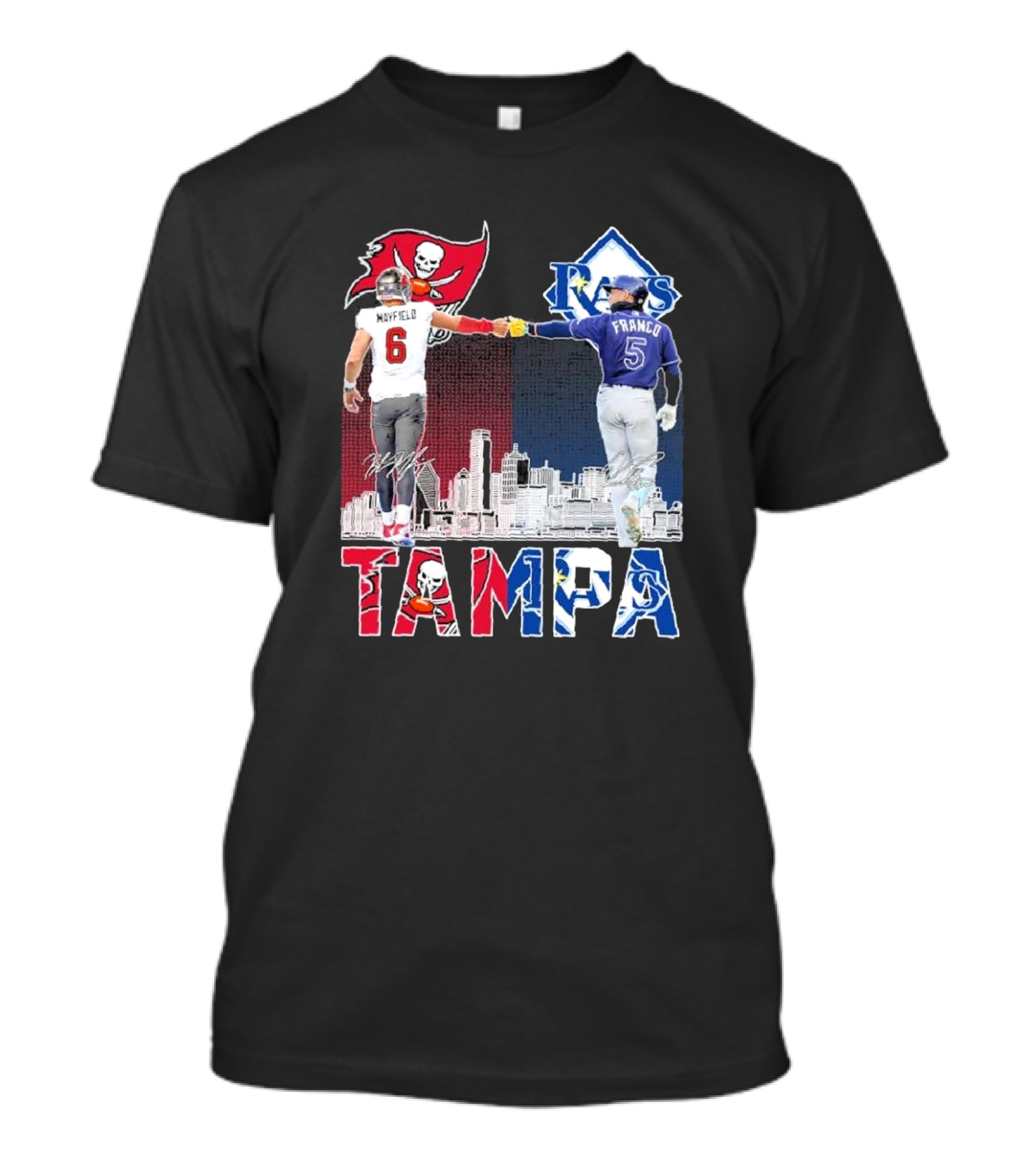 Mayfield 6 Buccaneers Franco 5 Rays Tampa City Collaboration T-Shirt