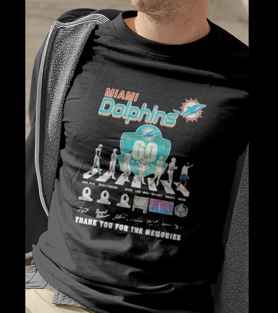 Miami Dolphins 60 Seasons Thank You For The Memories T-Shirt